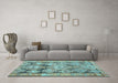 Machine Washable Oriental Light Blue Traditional Rug in a Living Room, wshcon2955lblu