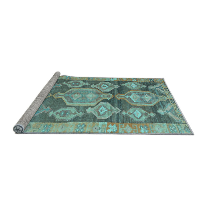 Sideview of Machine Washable Oriental Light Blue Traditional Rug, wshcon2955lblu