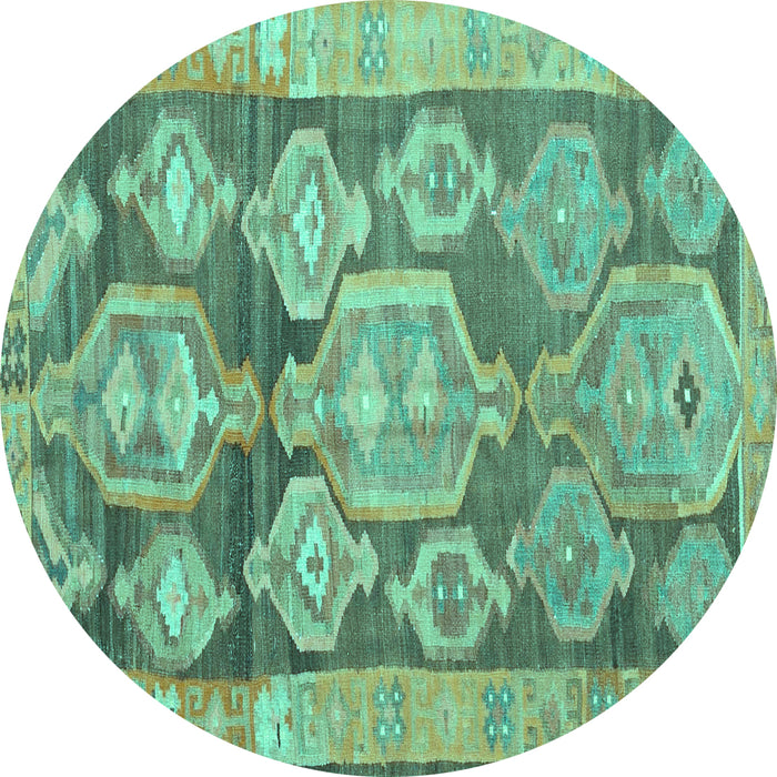 Round Oriental Turquoise Traditional Rug, con2955turq
