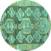 Round Oriental Turquoise Traditional Rug, con2955turq