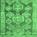 Square Machine Washable Oriental Emerald Green Traditional Area Rugs, wshcon2955emgrn