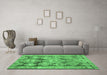 Machine Washable Oriental Emerald Green Traditional Area Rugs in a Living Room,, wshcon2955emgrn