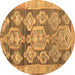 Round Oriental Brown Traditional Rug, con2955brn