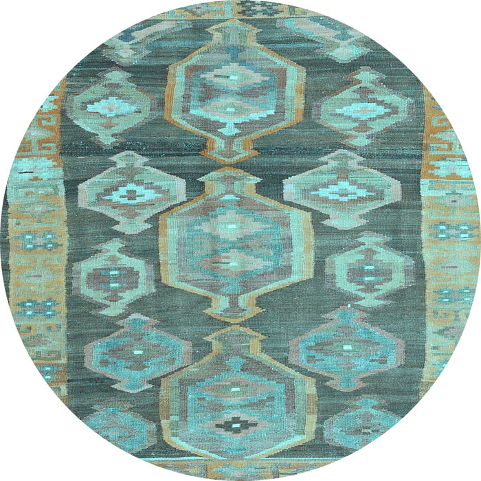 Round Oriental Light Blue Traditional Rug, con2955lblu