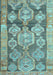 Machine Washable Oriental Light Blue Traditional Rug, wshcon2955lblu