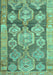 Machine Washable Oriental Turquoise Traditional Area Rugs, wshcon2955turq