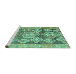 Sideview of Machine Washable Oriental Turquoise Traditional Area Rugs, wshcon2955turq
