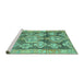 Sideview of Machine Washable Oriental Turquoise Traditional Area Rugs, wshcon2955turq