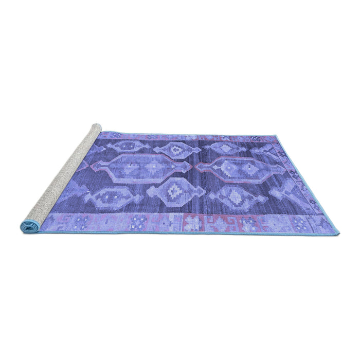 Sideview of Machine Washable Oriental Blue Traditional Rug, wshcon2955blu