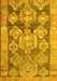 Machine Washable Oriental Yellow Traditional Rug, wshcon2955yw