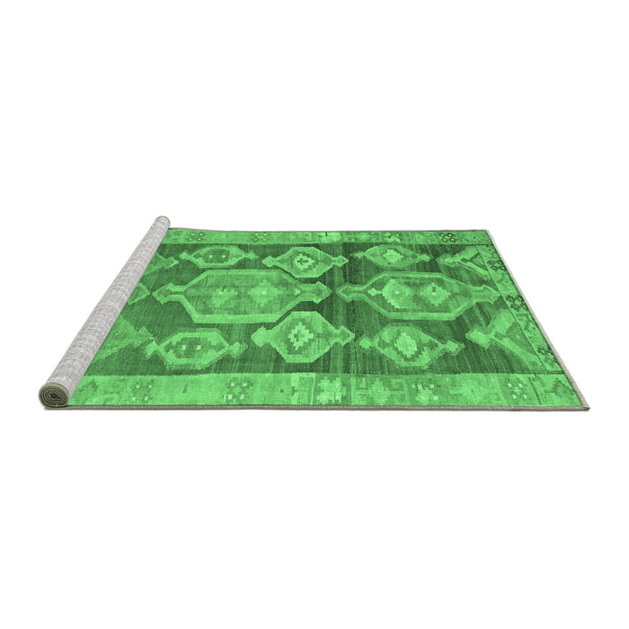 Sideview of Machine Washable Oriental Emerald Green Traditional Area Rugs, wshcon2955emgrn
