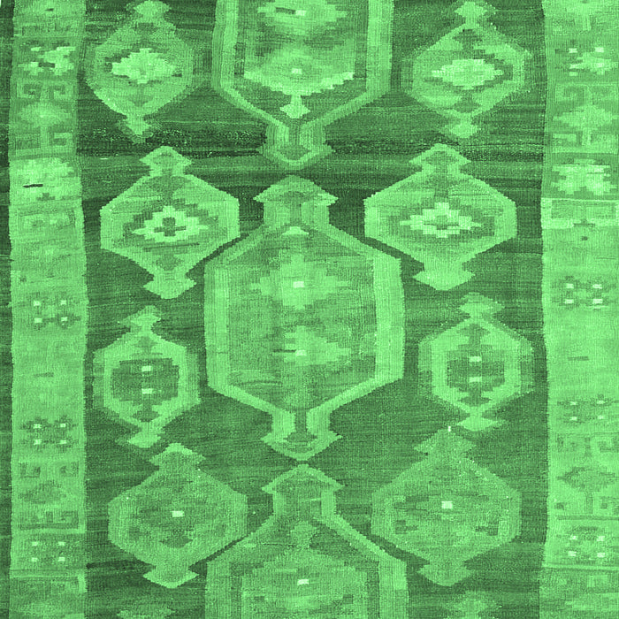 Machine Washable Oriental Emerald Green Traditional Area Rugs, wshcon2955emgrn