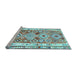 Sideview of Machine Washable Oriental Light Blue Traditional Rug, wshcon2956lblu