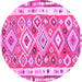 Round Machine Washable Oriental Pink Traditional Rug, wshcon2956pnk