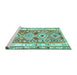 Sideview of Machine Washable Oriental Turquoise Traditional Area Rugs, wshcon2956turq