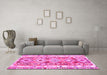 Machine Washable Oriental Pink Traditional Rug in a Living Room, wshcon2956pnk