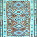 Square Machine Washable Oriental Light Blue Traditional Rug, wshcon2956lblu