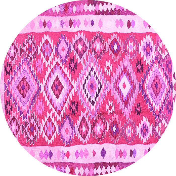 Round Oriental Pink Traditional Rug, con2956pnk