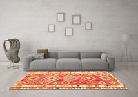 Machine Washable Oriental Orange Traditional Rug, wshcon2956org