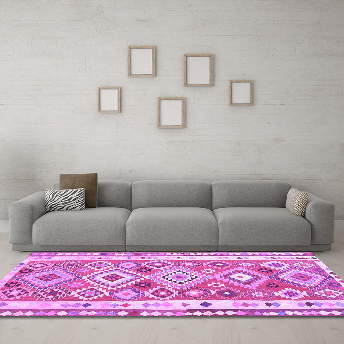 Machine Washable Oriental Purple Traditional Area Rugs in a Living Room, wshcon2956pur