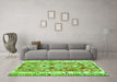 Machine Washable Oriental Green Traditional Area Rugs in a Living Room,, wshcon2956grn