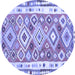 Round Machine Washable Oriental Blue Traditional Rug, wshcon2956blu