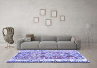 Machine Washable Oriental Blue Traditional Rug, wshcon2956blu