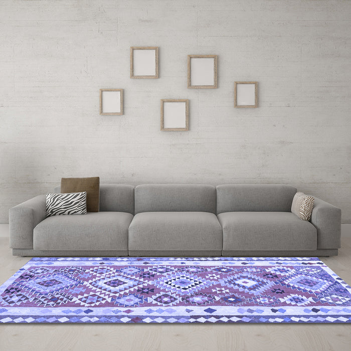 Machine Washable Oriental Blue Traditional Rug in a Living Room, wshcon2956blu