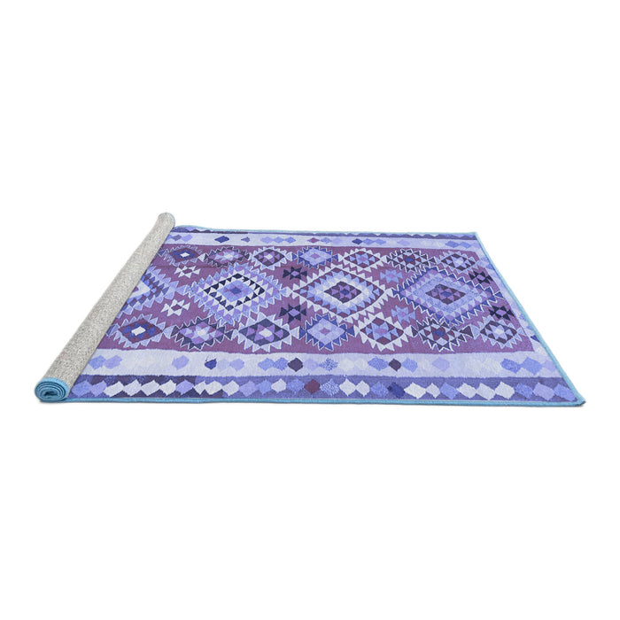 Sideview of Machine Washable Oriental Blue Traditional Rug, wshcon2956blu