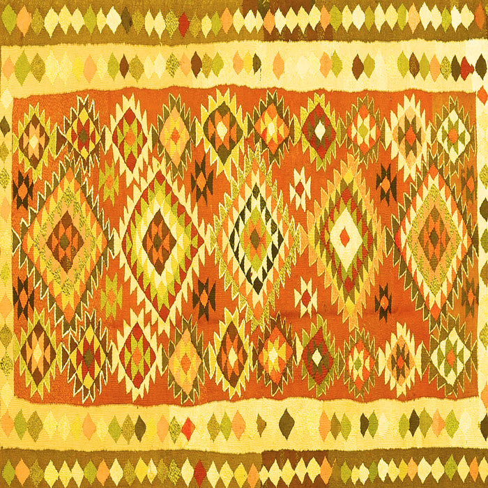 Square Oriental Yellow Traditional Rug, con2956yw