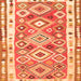 Round Machine Washable Oriental Orange Traditional Area Rugs, wshcon2956org