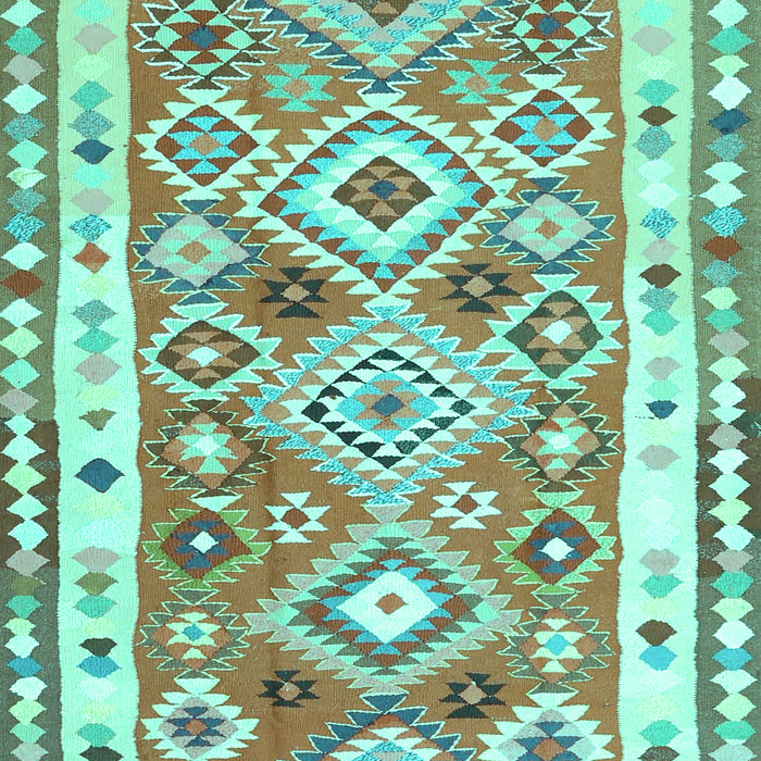 Machine Washable Oriental Turquoise Traditional Area Rugs, wshcon2956turq