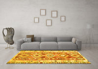 Machine Washable Oriental Yellow Traditional Rug, wshcon2956yw