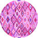 Round Machine Washable Southwestern Pink Country Rug, wshcon2957pnk