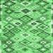 Square Machine Washable Southwestern Emerald Green Country Area Rugs, wshcon2957emgrn