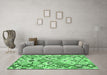 Machine Washable Southwestern Emerald Green Country Area Rugs in a Living Room,, wshcon2957emgrn