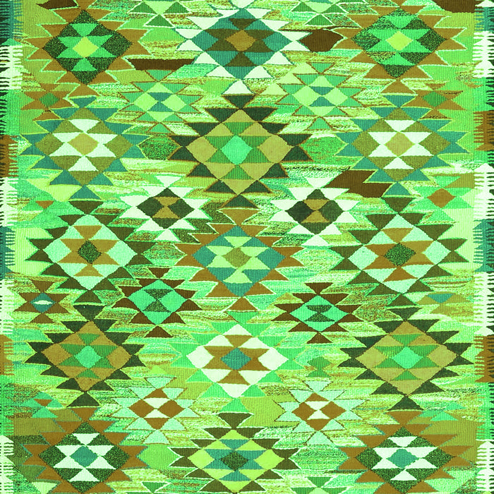Serging Thickness of Machine Washable Southwestern Green Country Area Rugs, wshcon2957grn