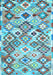 Machine Washable Southwestern Light Blue Country Rug, wshcon2957lblu