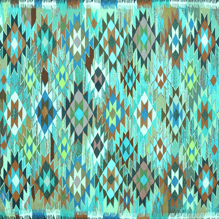 Square Southwestern Turquoise Country Rug, con2957turq