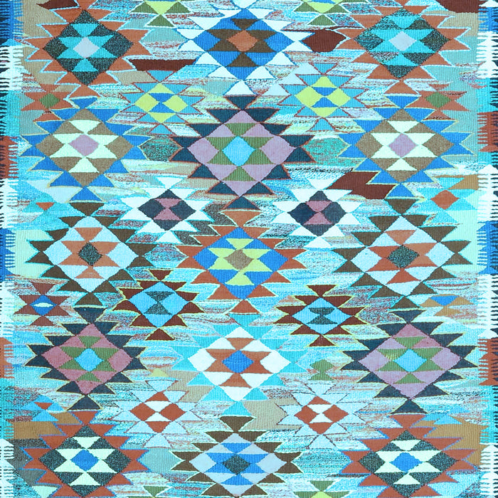 Southwestern Light Blue Country Rug, con2957lblu