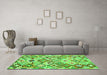 Machine Washable Southwestern Green Country Area Rugs in a Living Room,, wshcon2957grn