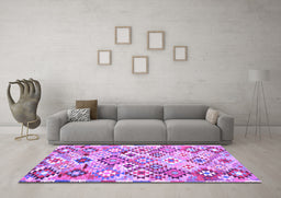Machine Washable Southwestern Purple Country Area Rugs in a Living Room, wshcon2957pur