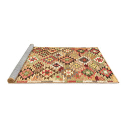 Sideview of Machine Washable Southwestern Brown Country Rug, wshcon2957brn
