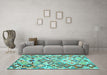 Machine Washable Southwestern Turquoise Country Area Rugs in a Living Room,, wshcon2957turq