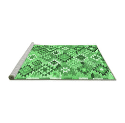 Sideview of Machine Washable Southwestern Emerald Green Country Area Rugs, wshcon2957emgrn