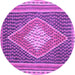 Round Machine Washable Abstract Purple Contemporary Area Rugs, wshcon2958pur