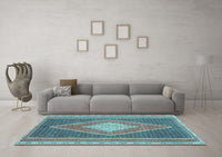 Machine Washable Abstract Light Blue Contemporary Rug, wshcon2958lblu