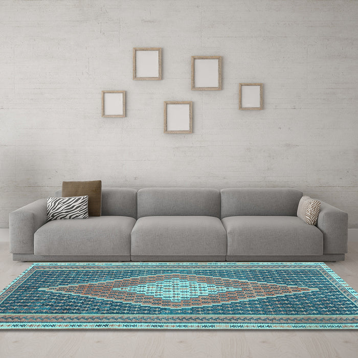 Machine Washable Abstract Light Blue Contemporary Rug in a Living Room, wshcon2958lblu