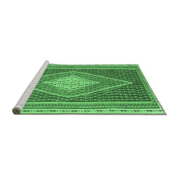 Sideview of Machine Washable Abstract Emerald Green Contemporary Area Rugs, wshcon2958emgrn