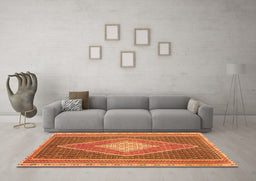 Machine Washable Abstract Orange Contemporary Area Rugs in a Living Room, wshcon2958org
